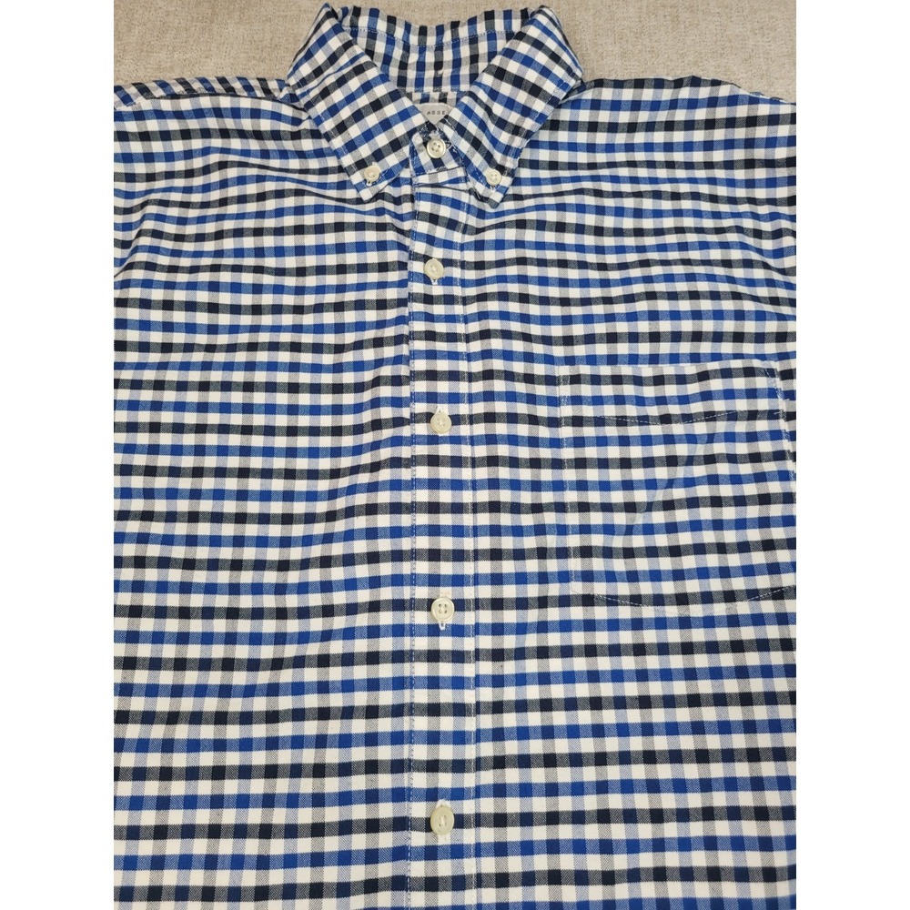 Free Assembly Button Down Shirt Mens L Blue Gingham Plaid Long Sleeve Cotton - Picture 8 of 11